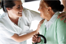 Nurse comforting a senior